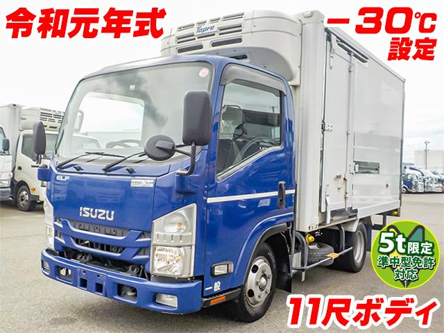 No.3239　R1　いすゞ　エルフ　東プレ製冷蔵冷凍車　低温－30度設定　ラッシング2段　移動式中間扉　左サイドスライド扉　門枠ステンレス