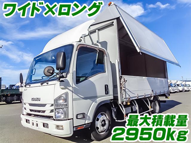 No.3355　H30　いすゞ　エルフ　パネルウイング　ワイドボディ　ロングボディ　最大積載量2950kg　ラッシングレール　内フック