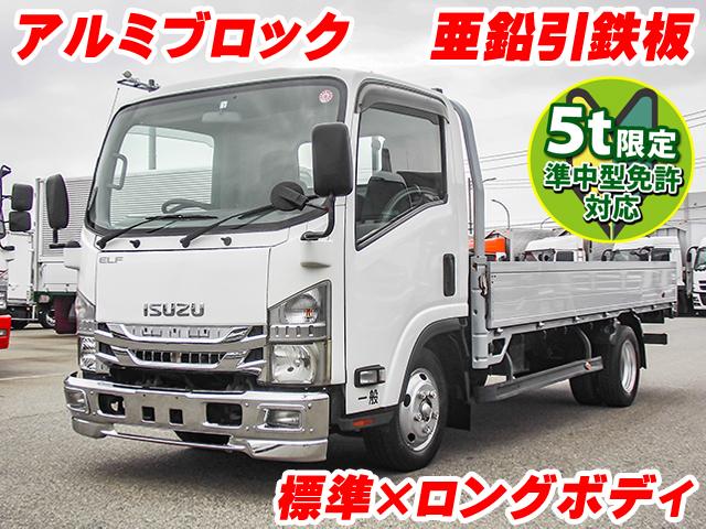 No.3386　H31　いすゞ　エルフ　小型　2tトラック　アルミブロック平ボディ　床鉄板床亜鉛引き鉄板　5MT　ミッション　標準　ロングボディ