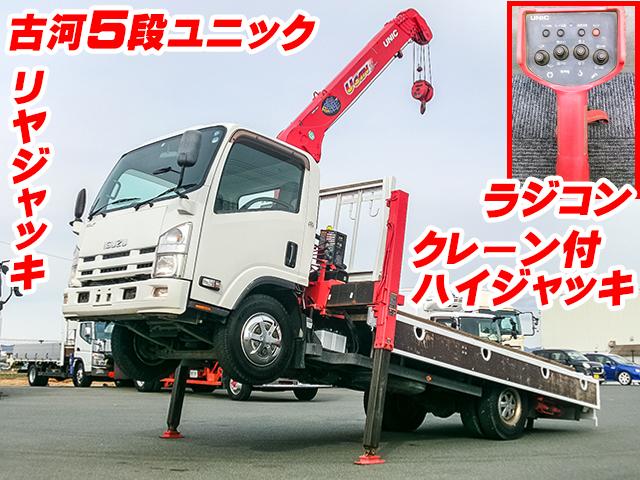 No.3457　H25　いすゞ　エルフ　クレーン付　ハイジャッキ　古河ユニック　5段　ラジコン　フックイン　ロープ穴