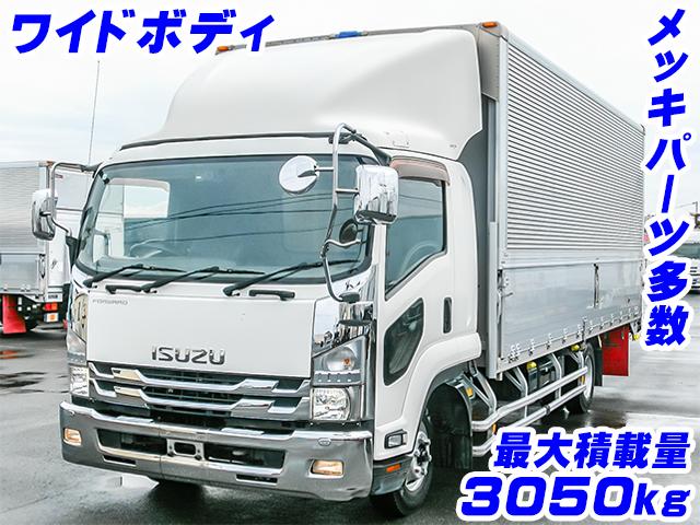 No.4001　H27　いすゞ　フォワード　アルミウイング　ワイドボディ　最大積載量3050kg　ラッシングレール2段　メッキフロントバンパー
