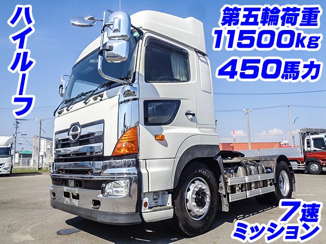No.4108　H27　日野　プロフィア　トレーラーヘッド　第五輪荷重11500kg　ハイルーフ　450馬力　7速ミッション　メッキ