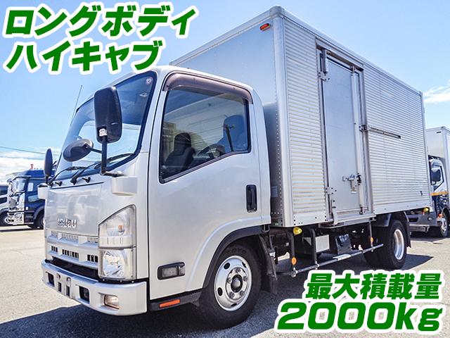 No.4152　H26　いすゞ　エルフ　フルハーフ製アルミバン　ロングボディ　ハイキャブ　サイドスライドドア　ラッシングレール2段