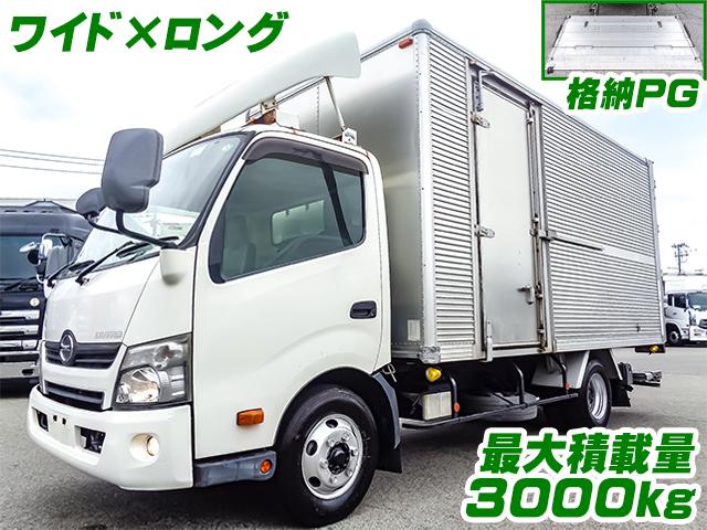 No.4254　H25　日野　デュトロ　アルミバン　最大積載量3000kg　ワイドロング　極東開発製格納パワーゲート　有線リモコン　ラッシング2段