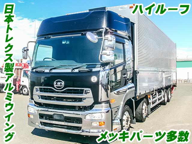 No.4353　H28　UDトラックス　クオン　日本トレクス製アルミウイング　ハイルーフ　最大積載量13500kg　メッキフロントバンパー　メッキグリル　メッキコーナーパネル　メッキミラー　2デフ　後輪エアサス