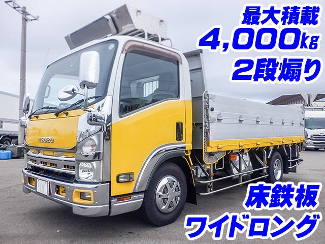 No.4375　H25　いすゞ　エルフ　アルミブロック平ボディ　最大積載4,000kg　2段煽り　ワイドボディ　ロングボディ