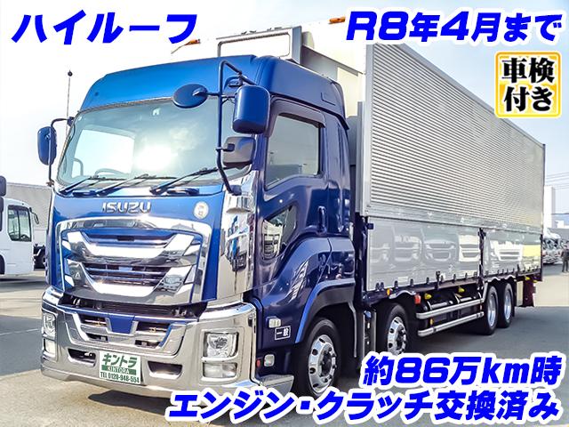 No.4542　H30　いすゞ　フルハーフ製アルミウイング　ハイルーフ　R5/11　861,877km時エンジン・クラッチ交換　アルミホイール　内フック　ラッシング2段