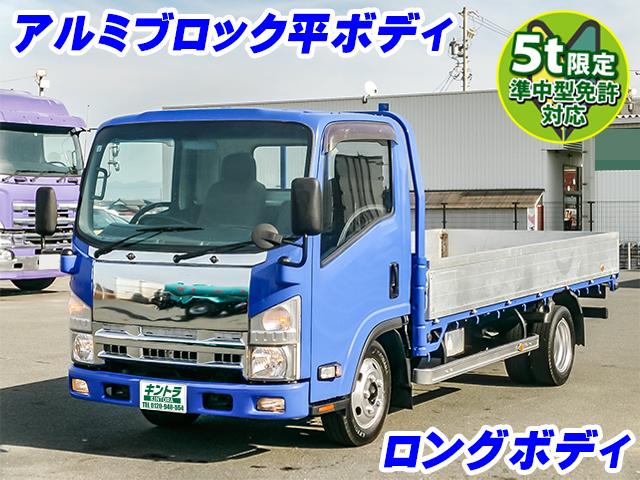 No.4684　H26　いすゞ　エルフ　平ボディ　アルミブロック　ロングボディ　車検付　準中型免許対応(5t限定)　スムーサー