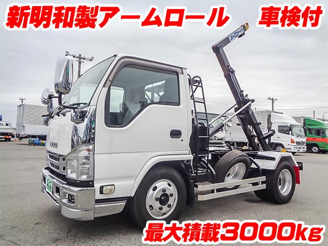 No.4793　H24　いすゞ　エルフ　新明和製アームロール　最大積載３０００ｋｇ　脱着式コンテナ専用車　車検付　