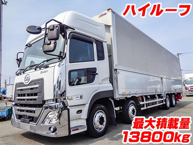 No.4864　R1　UDトラックス　クオン　アルミウイング　最大積載量13800kg　ハイルーフ　ラッシングレール2段　内フック　デフロック付き