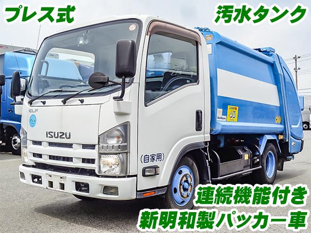 No.4943　H24　いすゞ　エルフ　新明和製塵芥車　プレス式　連続機能付き　汚水タンク