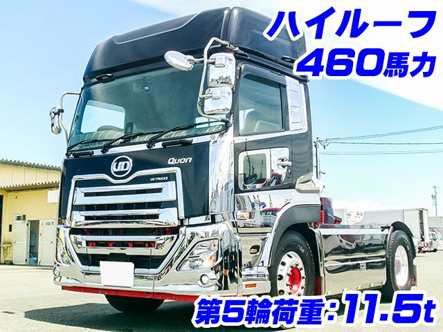 No.4962　H31　UDトラックス　クオン　ヘッド　トレーラー　エスコット　後輪エアサス　ハイルーフ　メッキフロントバンパー　メッキグリル　メッキコーナーパネル　メッキミラーカバー　メッキドアガーニッシュ　アルミホイール