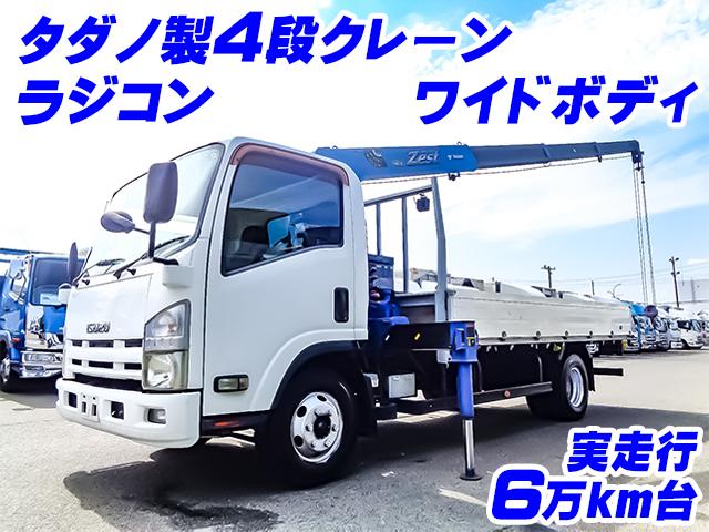 No.4965　H23　いすゞ　エルフ　タダノ製4段クレーン付アルミブロック　ラジコン　ワイドボディ　実走行6万km台　床鉄板