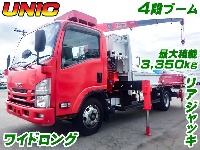 No.4982　R1　いすゞ　エルフ　古河製4段ブーム　ラジコン付　リアジャッキ付　ワイドボディ　ロングボディ　最大積載3,350kg　床鉄板