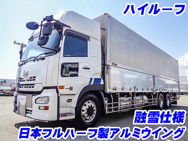 No.4986　H28　UDトラックス　クオン　日本フルハーフ製アルミウイング　3軸　ハイルーフ　融雪仕様　アルミホイール
