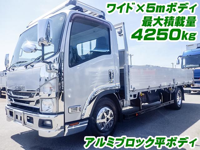 No.5012　H25　いすゞ　エルフ　アルミブロック平ボディ　最大積載量4250kg　ワイドボディ　ロングボディ　床：鉄板