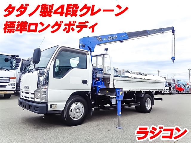 No.5059　H22　いすゞ　エルフ　タダノ製4段クレーン付平ボディ　最大積載2000kg　ラジコン　標準ロングボディ