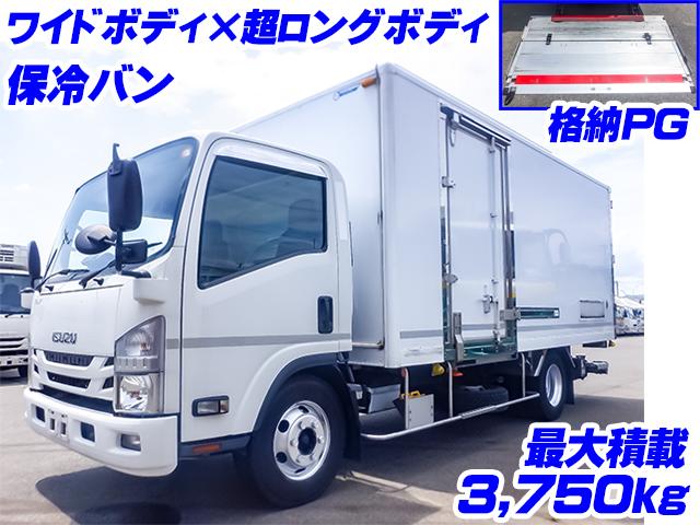 No.5098　R2　いすゞ　エルフ　矢野特殊製アルミバン　最大積載3,750kg　極東開発製格納パワーゲート　超ロングボディ(5mボディ)　ワイドボディ　サイドドア